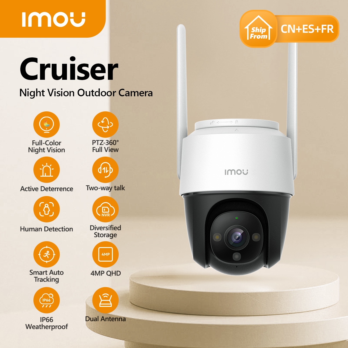 Imou Cruiser 4MP PTZ Dahua Outdoor IP Camera Full-Color Night Vision Built-in Wi-Fi