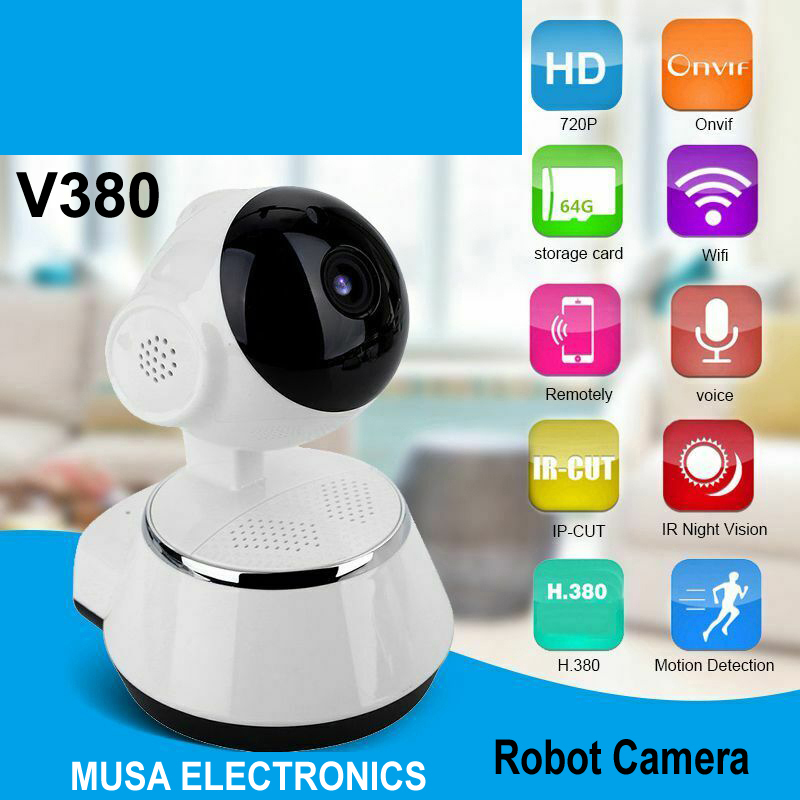 Robot Camera V380 Pro New Version wifi camera, watch camera without internet, 256-GB memory card supported, qualitiful wifi camera, wifi moving camera, rotare 380 degree, mobile control system, watch