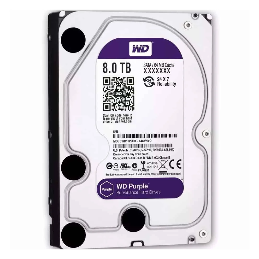 Western Digital 8TB 3.5" PURPLE Surveillance HDD for cc Camera